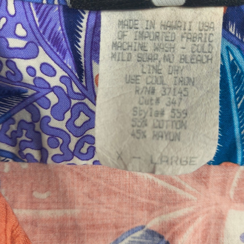Hilo Hattie Mens XL Hawaiian Shirt Purple Leopard Jungle Print Hawaii 559 - Picture 5 of 9